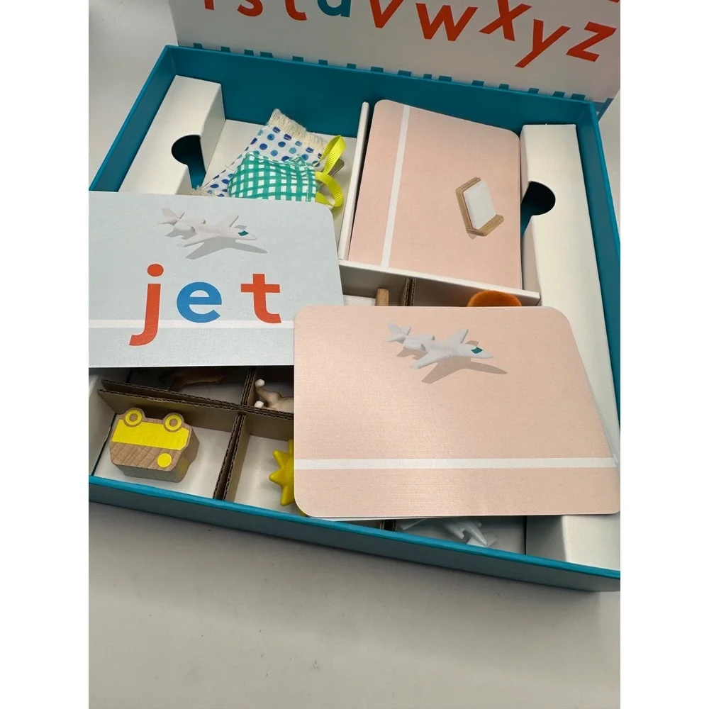 LovEvery Montessori Movable Alphabet Game Letters Objects Cards 2 PCS MISSING